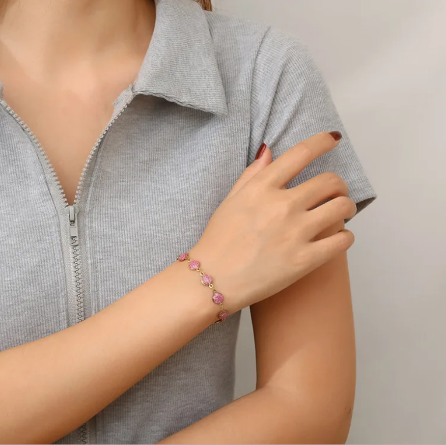 Armband Tennis Mit Rosa Herz
